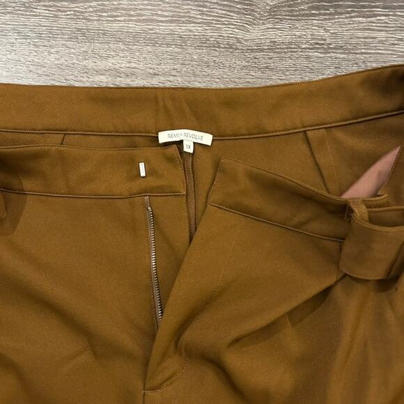 EUC Remi x Revolve Danielle Belted Pants Brown 1X High Waist Wide Leg Trousers - Picture 10 of 15